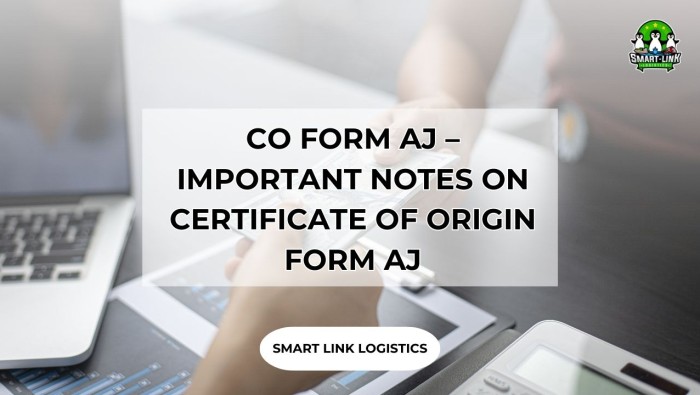 CO FORM AJ – IMPORTANT NOTES ON CERTIFICATE OF ORIGIN FORM AJ