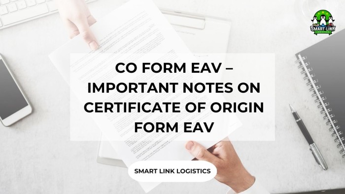 CO FORM EAV – IMPORTANT NOTES ON CERTIFICATE OF ORIGIN FORM EAV