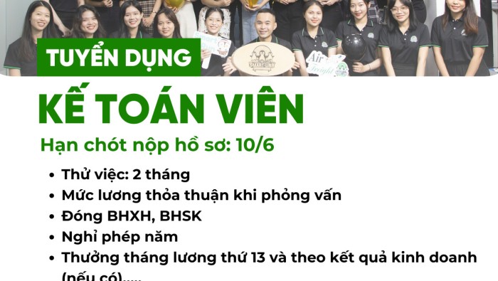 TUYỂN DỤNG VỊ TRÍ KẾ TOÁN VIÊN