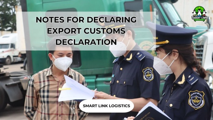 NOTES FOR DECLARING EXPORT CUSTOMS DECLARATION