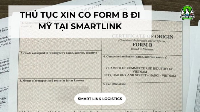 THỦ TỤC XIN CO FORM B ĐI MỸ TẠI SMARTLINK