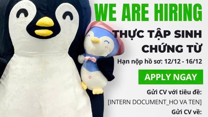 TUYỂN DỤNG THỰC TẬP SINH CHỨNG TỪ (Full-time)