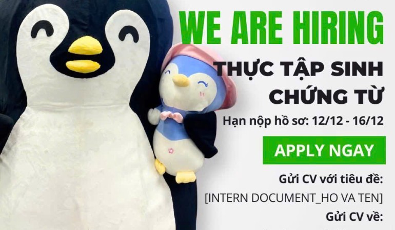 TUYỂN DỤNG THỰC TẬP SINH CHỨNG TỪ (Full-time)